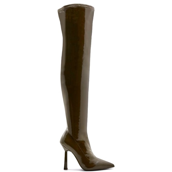 ALDO Nella Over the Knee Patent Boots in Khaki, Women’s Size 5 - Picture 4 of 6